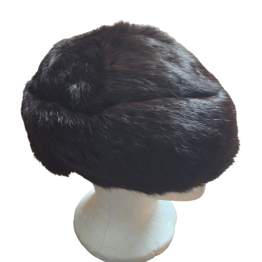 Vintage USSR Fur. Association Fur Russian Cossack Style Winter Hat Cap Mahogany